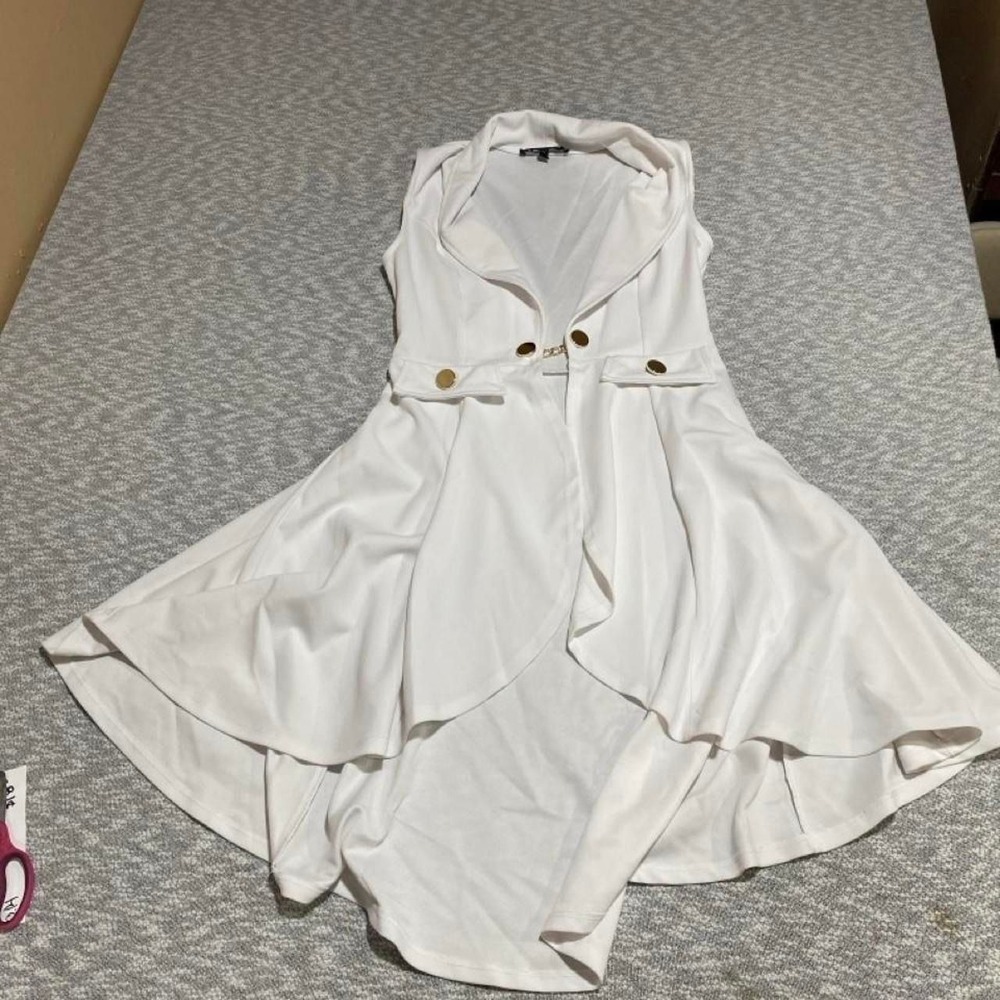 Love yourself White sleeveless long open cardigan women S. SKU-B467